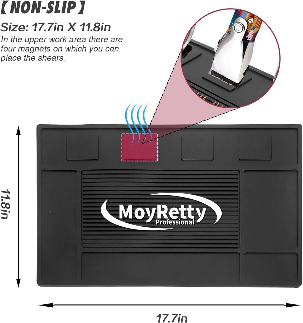Magnetic Salon Storage Mat for Barber Tools and Scissors - Non Slip Organizer