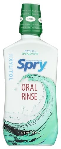 Natural Spearmint Xylitol Mouthwash 16 fl oz Fluoride-Free Oral Rinse