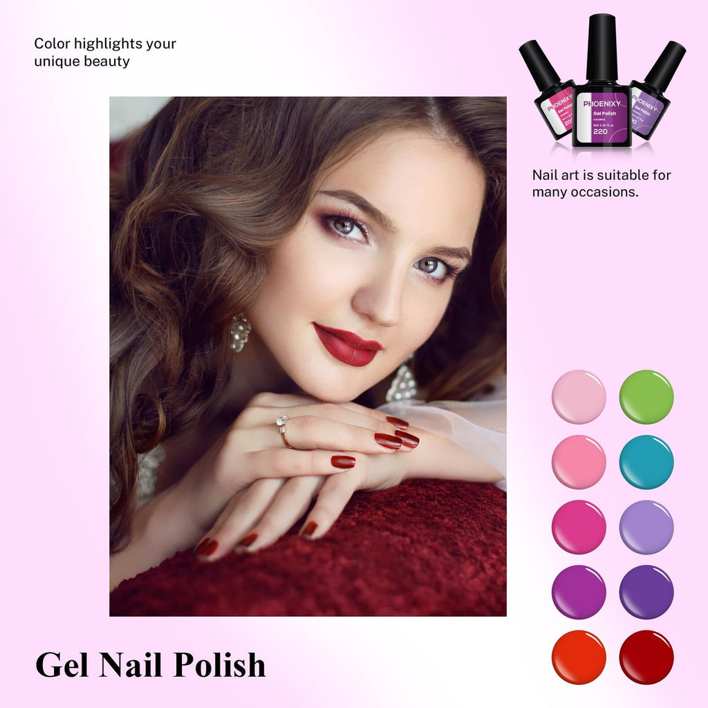 24-Piece Gel Nail Polish Set with Base, Glossy & Matte Top Coat - Purple Colors