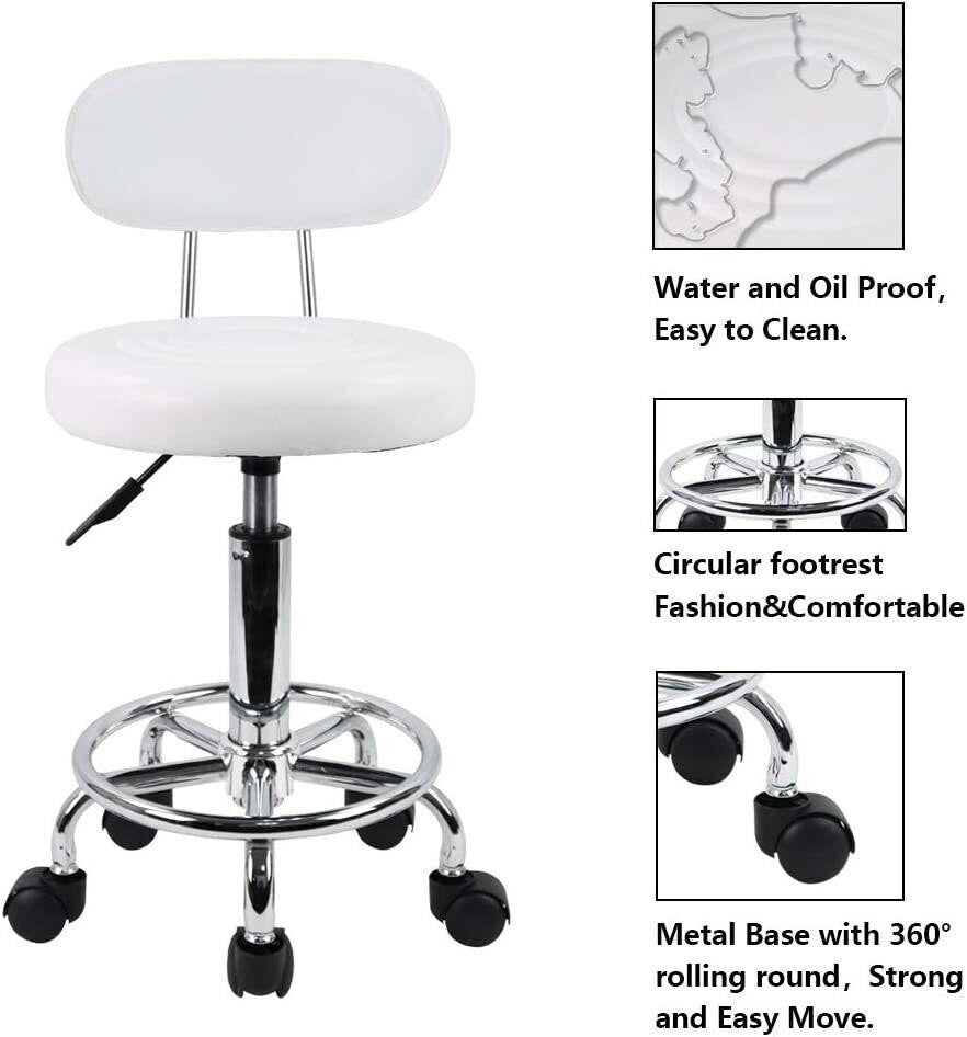 Adjustable Swivel Salon Stool with Wheels for Spa Tattoo Facial Massage