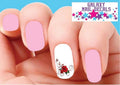 Waterslide Flower Nail Decals Set of 20 Red Roses with Swirls & Scrolls
