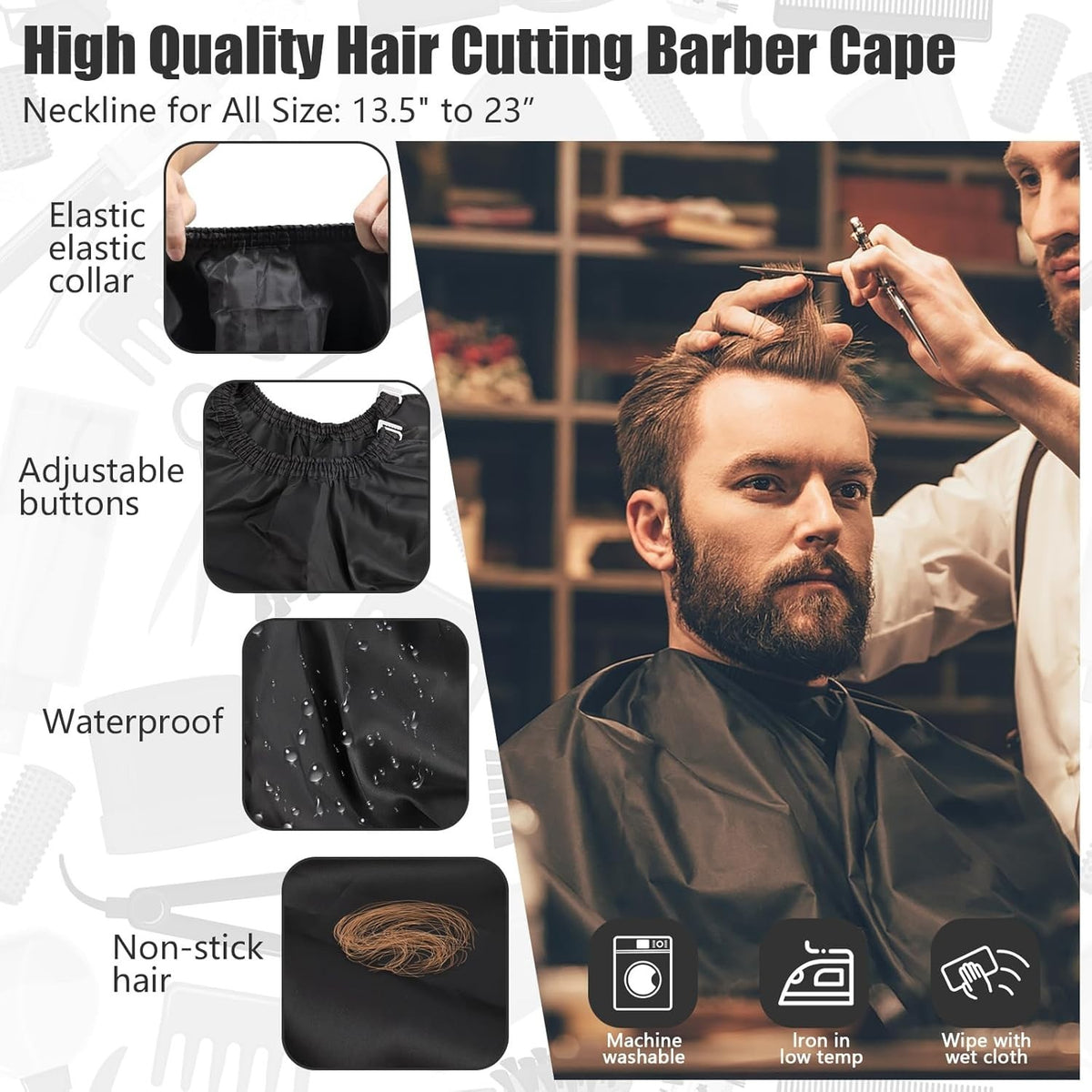 10-in-1 Barber Cape Set with Neck Duster Brush and Hair Combs for Haircutting