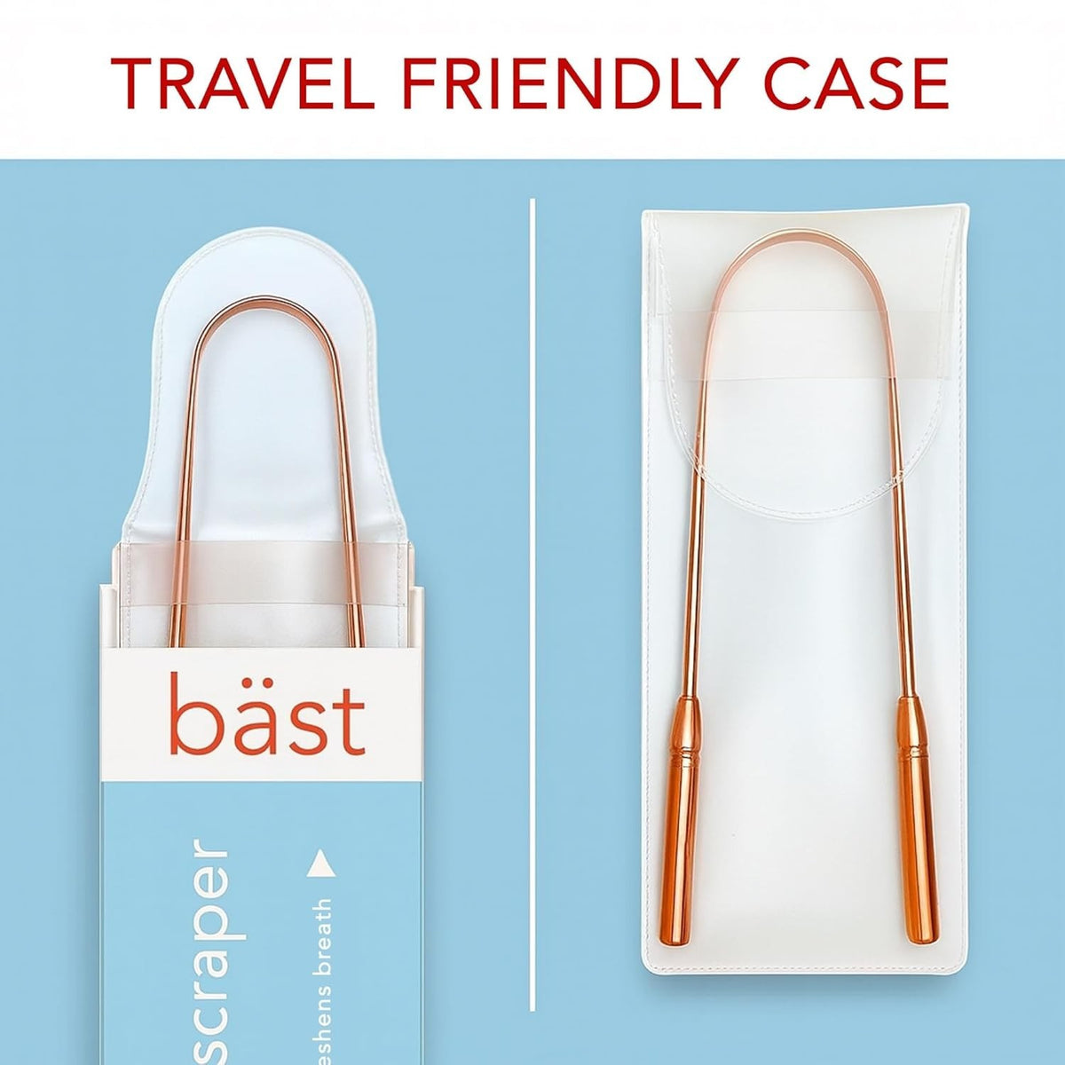 Copper Tongue Scraper 2 Pack - Natural Oral Hygiene Cleaner for Fresh Breath
