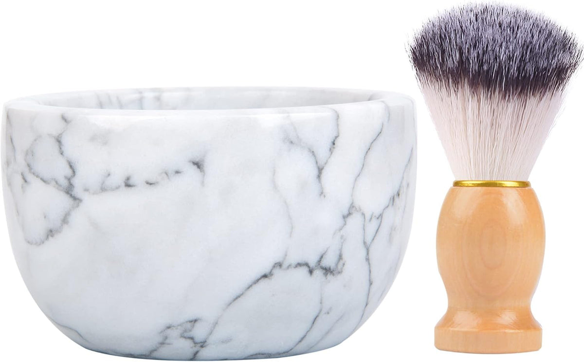 Marble Shaving Bowl for Soap & Cream, Keep Warm, Rich Lather, Men Gift
