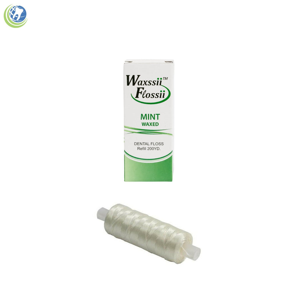Dental Floss Dispenser with 2 Mint Waxed Floss Refills - 200 Yards