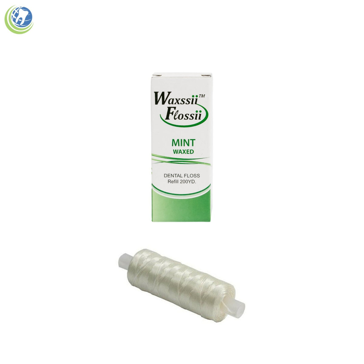Dental Floss Dispenser with 2 Mint Waxed Floss Refills - 200 Yards