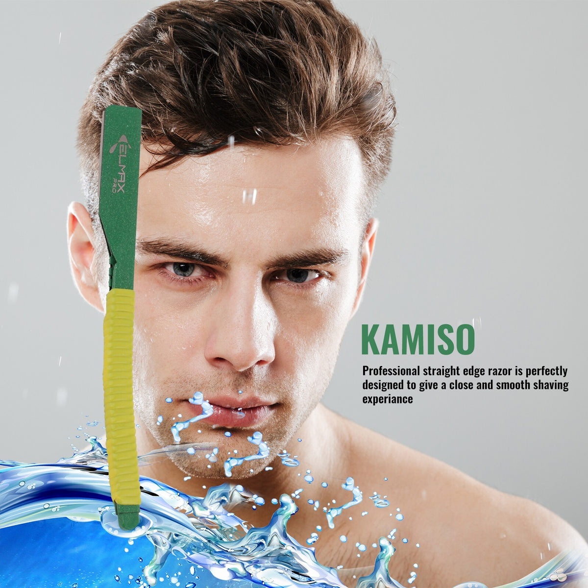 Elmax Pro Stainless Steel Shavette Razor with 5 Blades - Barber Straight Razor Tool