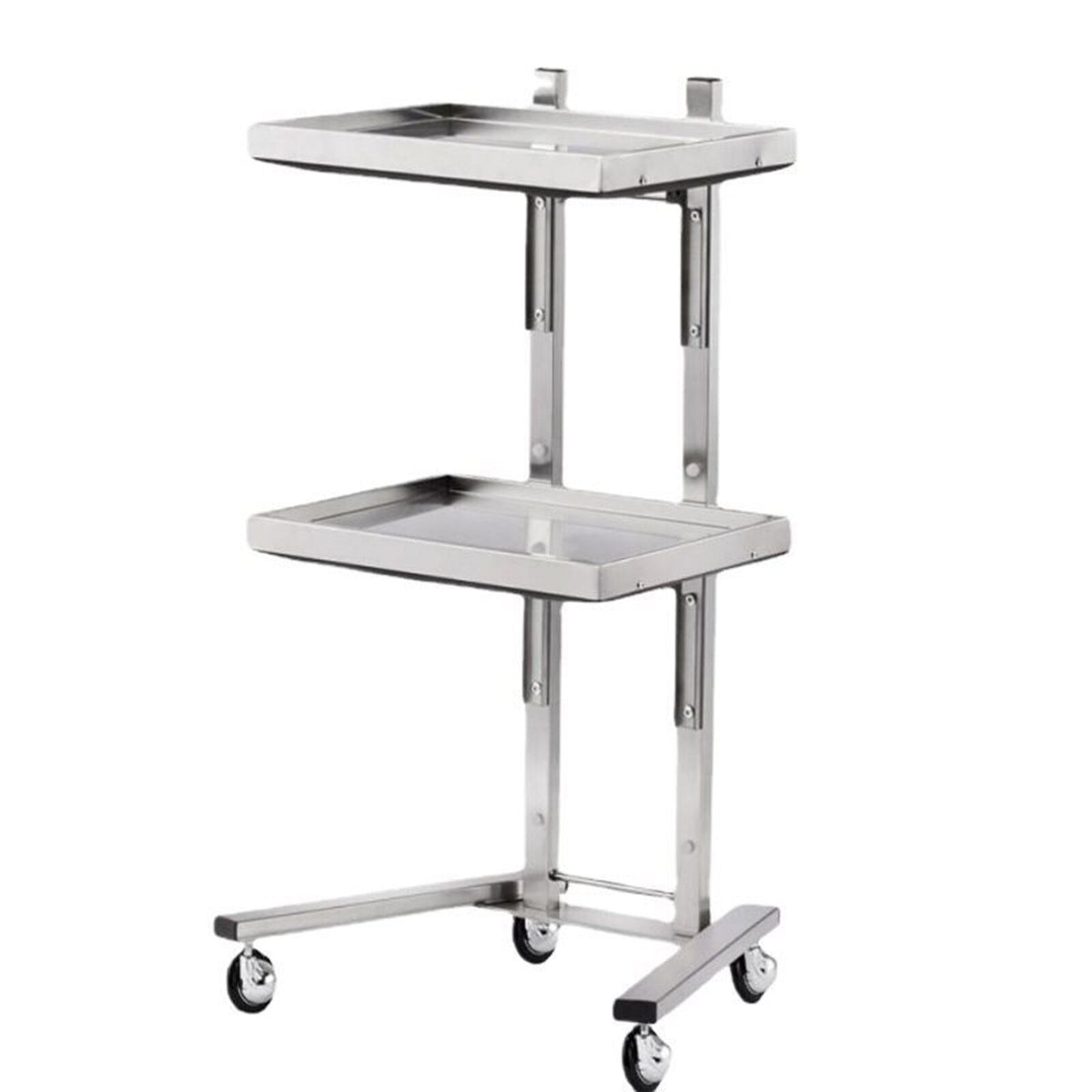 2-Tier Stainless Steel Salon Rolling Cart with Lockable Wheels