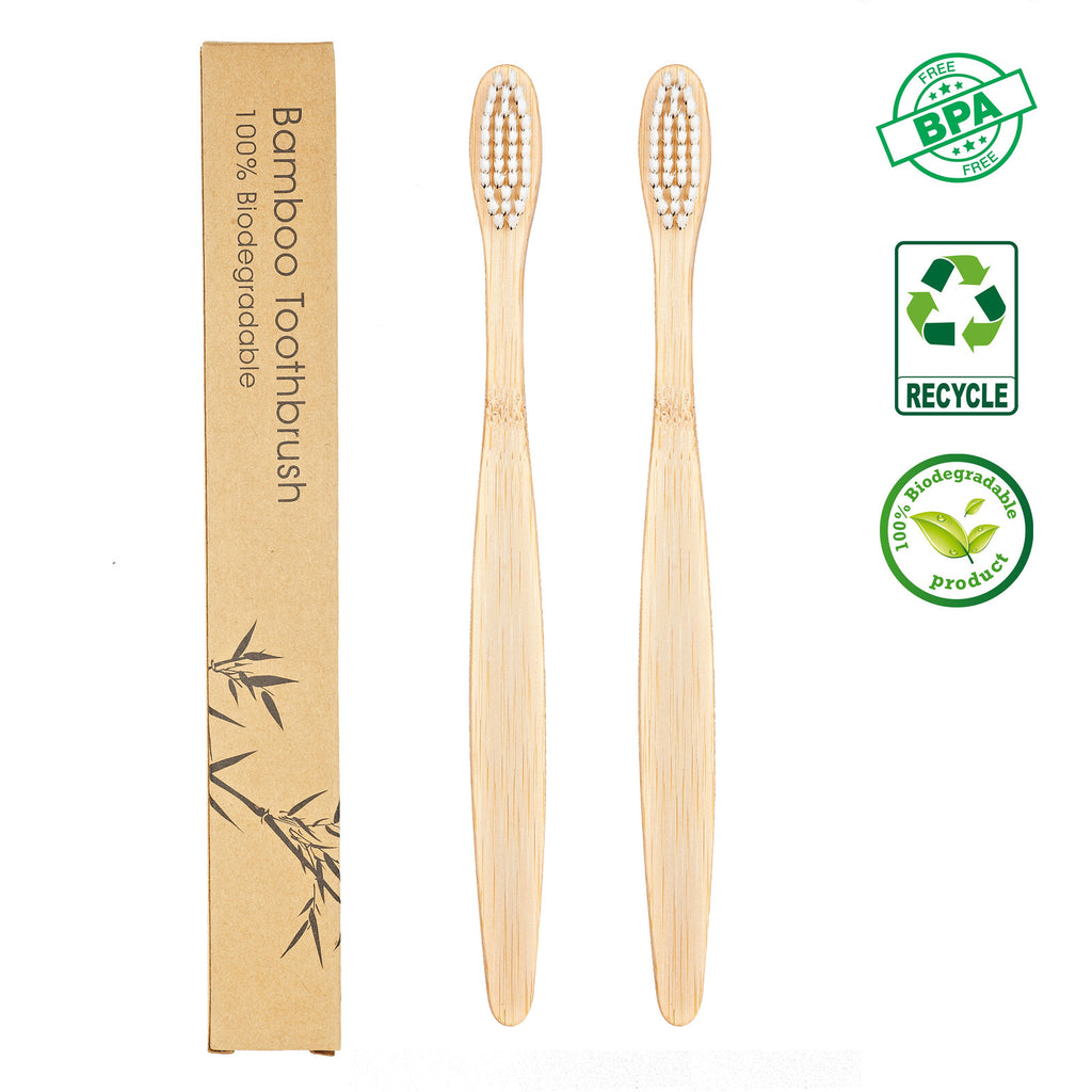 Eco-Friendly Bamboo Toothbrush Set for Adults and Kids - Natural Charcoal Bristles