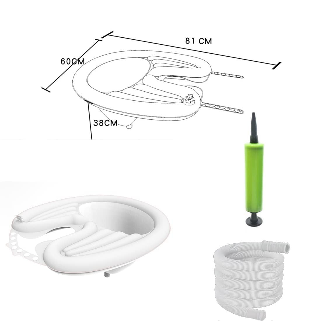 Portable Inflatable Shampoo Basin for Bedridden, Seniors, Handicapped - Includes Air Pump