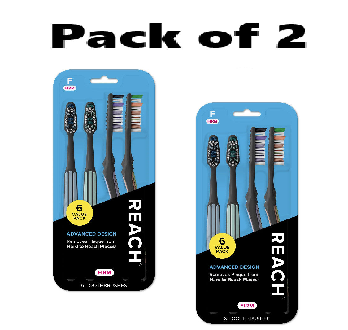 Firm Bristle Manual Toothbrush Set - Angled Neck, Ergonomic Handle, 12 Pack