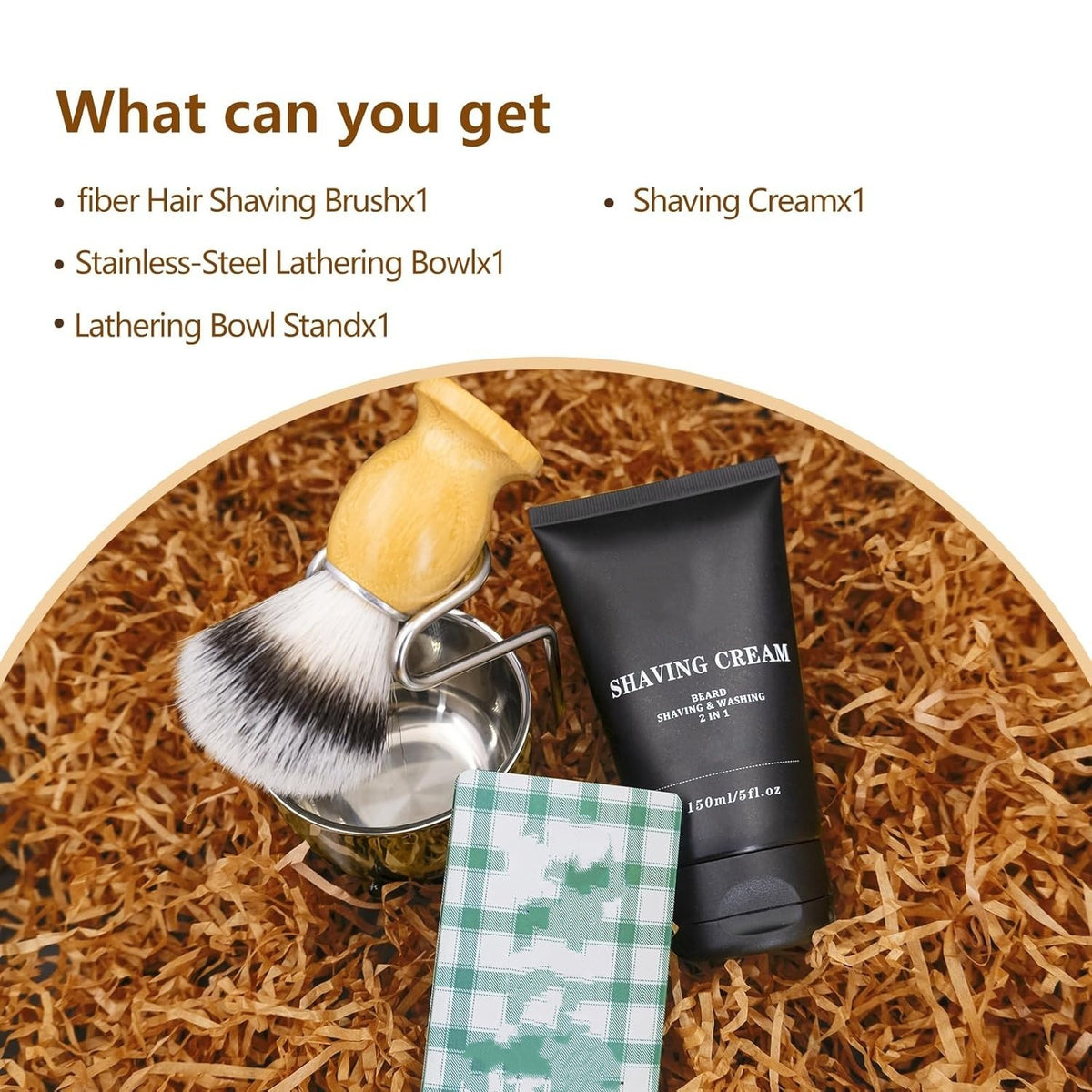 Men's Shaving Kit with Badger Brush, Razor Stand, Soap Bowl & Shaving Cream
