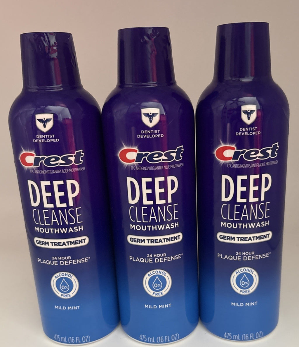Crest Deep Cleans Germ Treatment Mouthwash Mild Mint 16 Fl Oz - Pack of 3