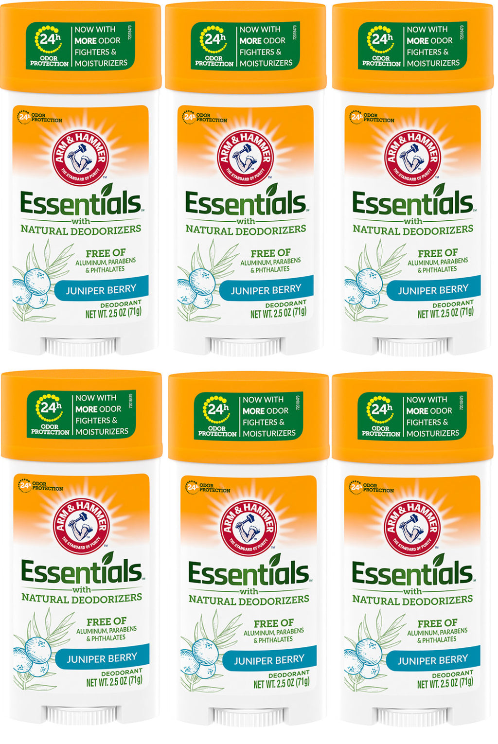 Arm & Hammer Essentials Juniper Berry Deodorant Pack of 6 - Natural 24H Odor Protection