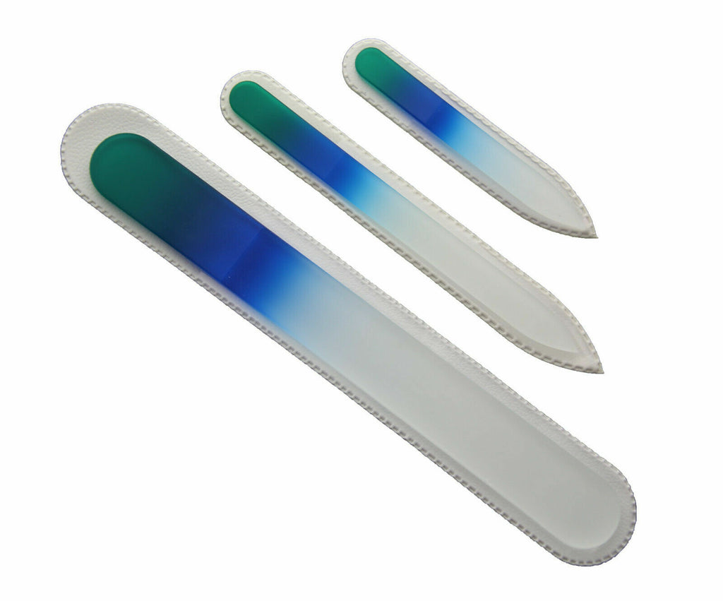 3-Piece Czech Crystal Glass Manicure Nail File Set in Multiple Colors