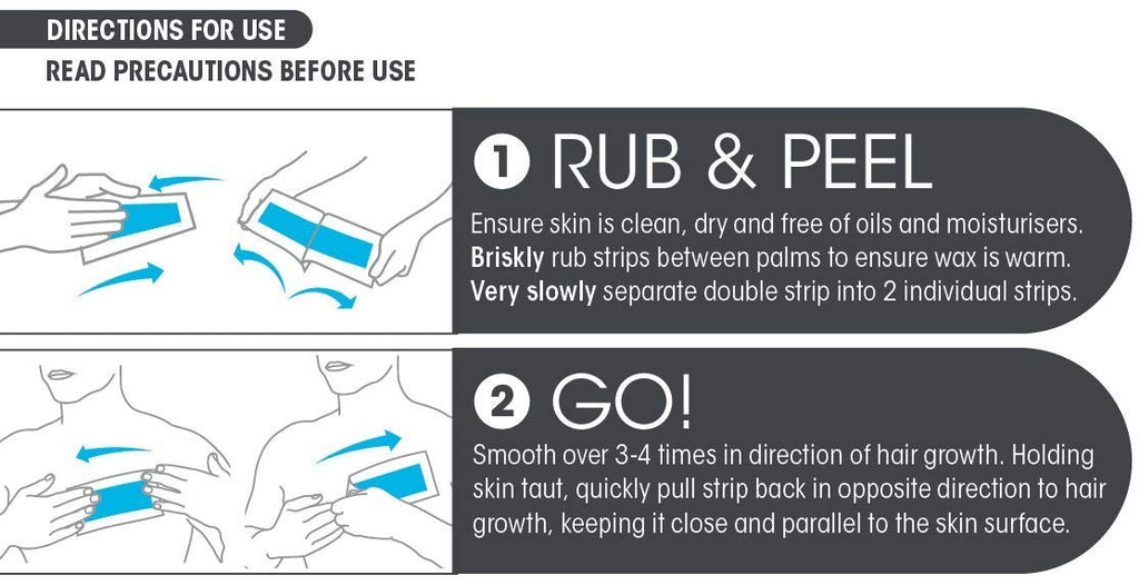 Men's Body Wax Strips Hair Removal Kit with 20 Strips & Calming Wipes