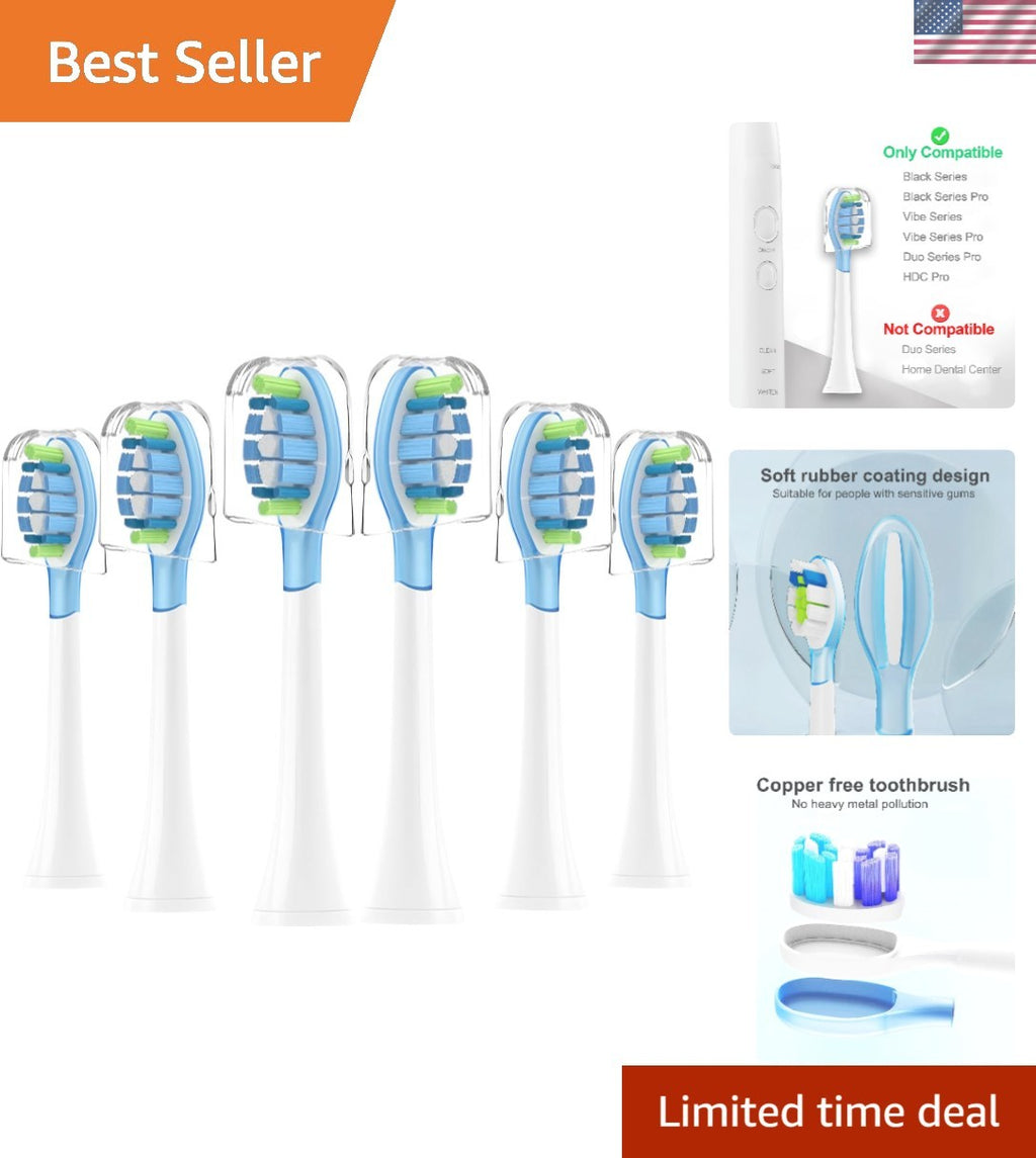 Replacement Toothbrush Heads for AquaSonic Vibe - Gentle on Gums, 6 Pack