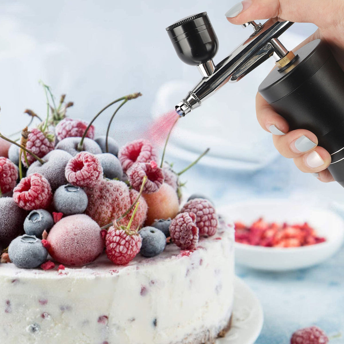 Portable Airbrush Kit for Art and Nails - Mini Air Compressor 7.4V, Aluminum