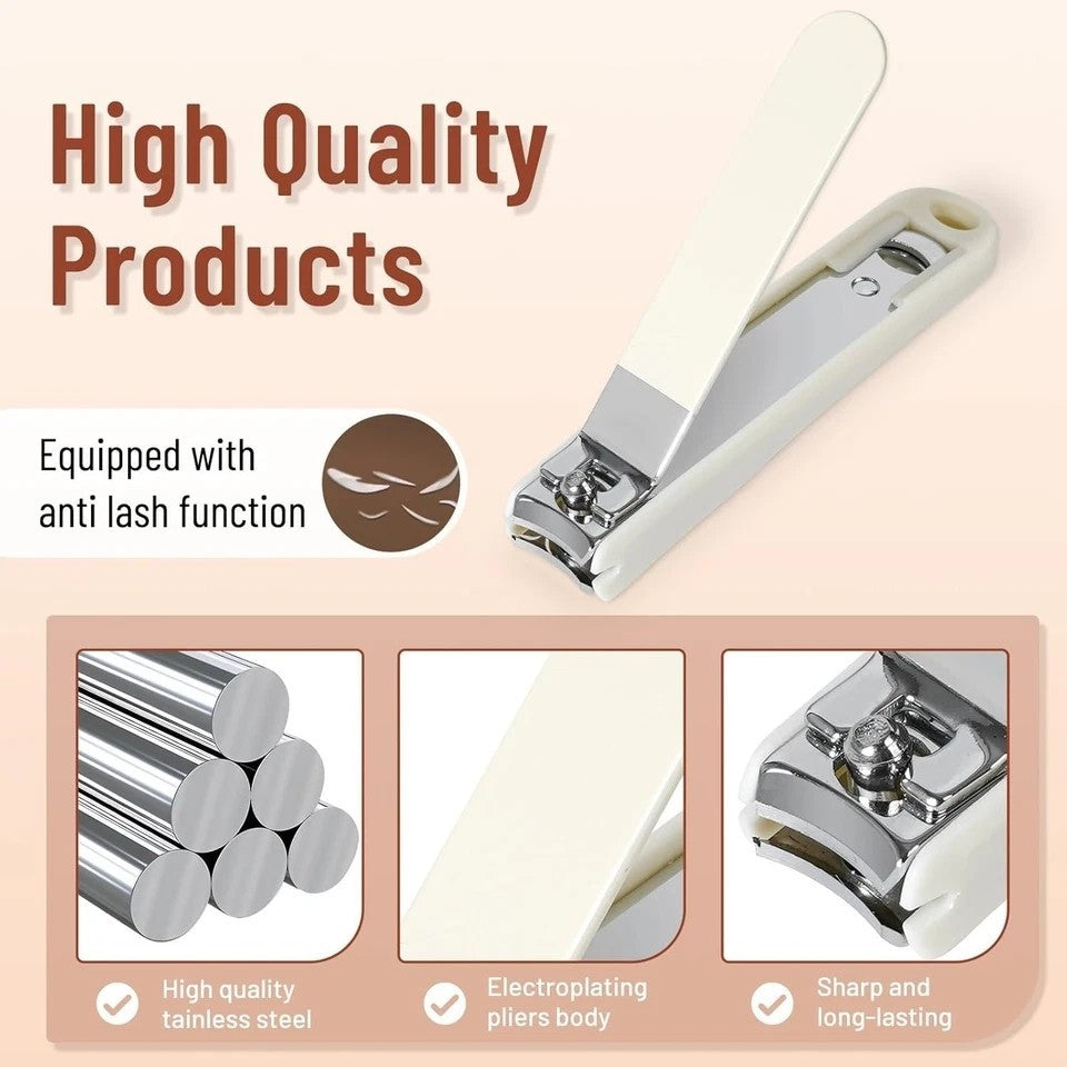 8-Piece Manicure Pedicure Nail Clipper Set with Ear Cleaner & Grooming Kit
