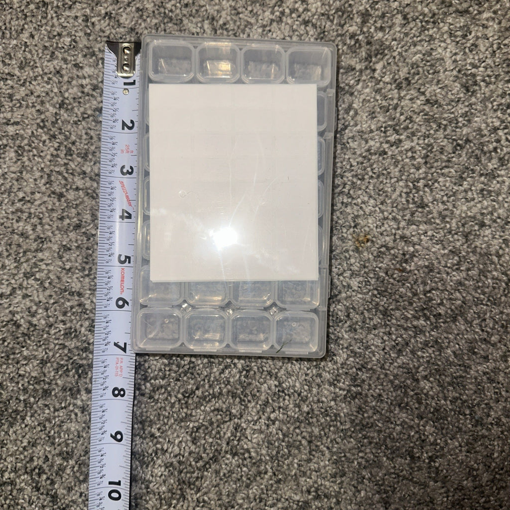 (2 Pack) 28-Grid Nail Art Storage Box with Clear Compartments & Labels, Rhinestones Organizer