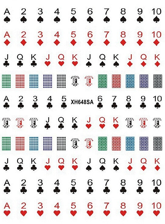 Poker Nail Stickers Card Game Themed Decals for Nail Art