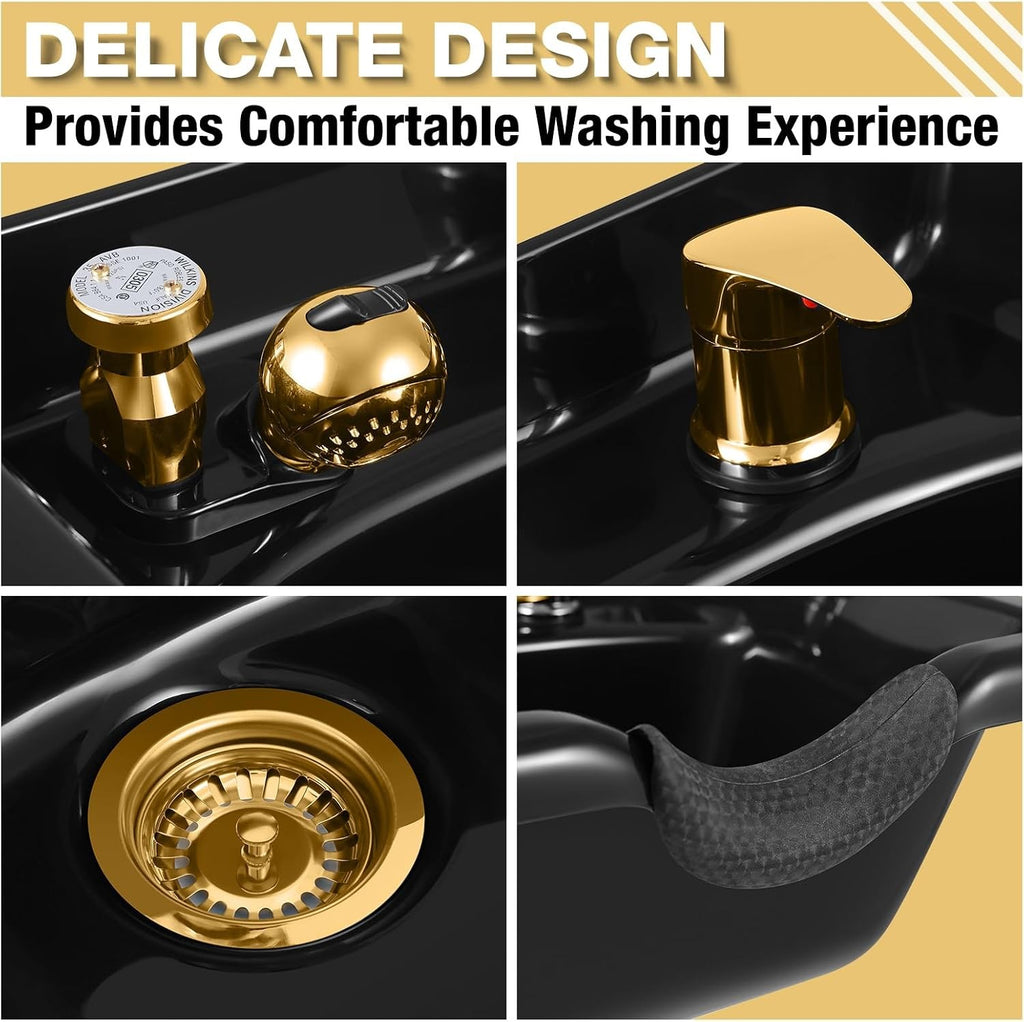 Portable Wall Mount Shampoo Bowl with Faucet & Sprayer for Salon