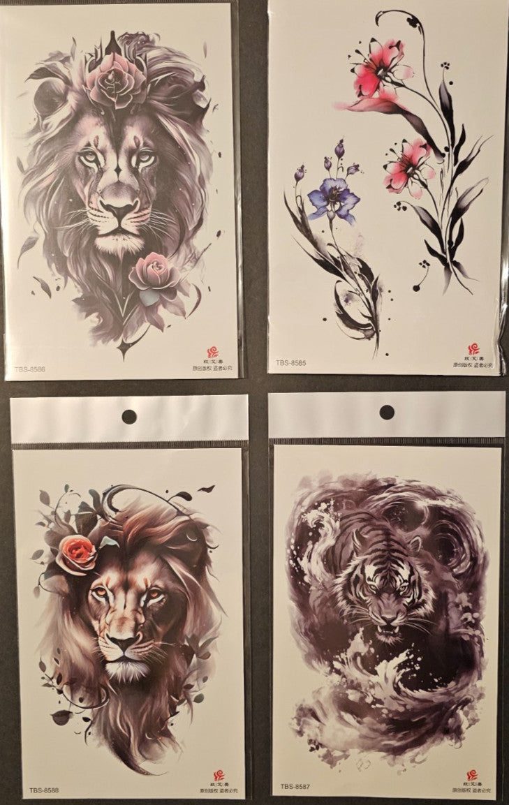 Temporary Tattoos 4 Sheets Premium Quality Middle Half Arm - Waterproof 5-7 Days