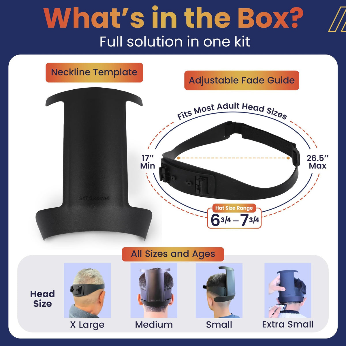 Men's Self Haircut Kit with Neckline Template & Fade Guide Tool