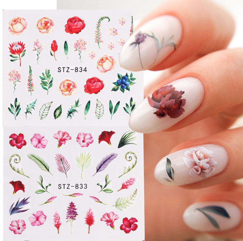 Water Transfer Nail Art Stickers Flower Butterfly Seashell Decals Set - Multiple Sizes