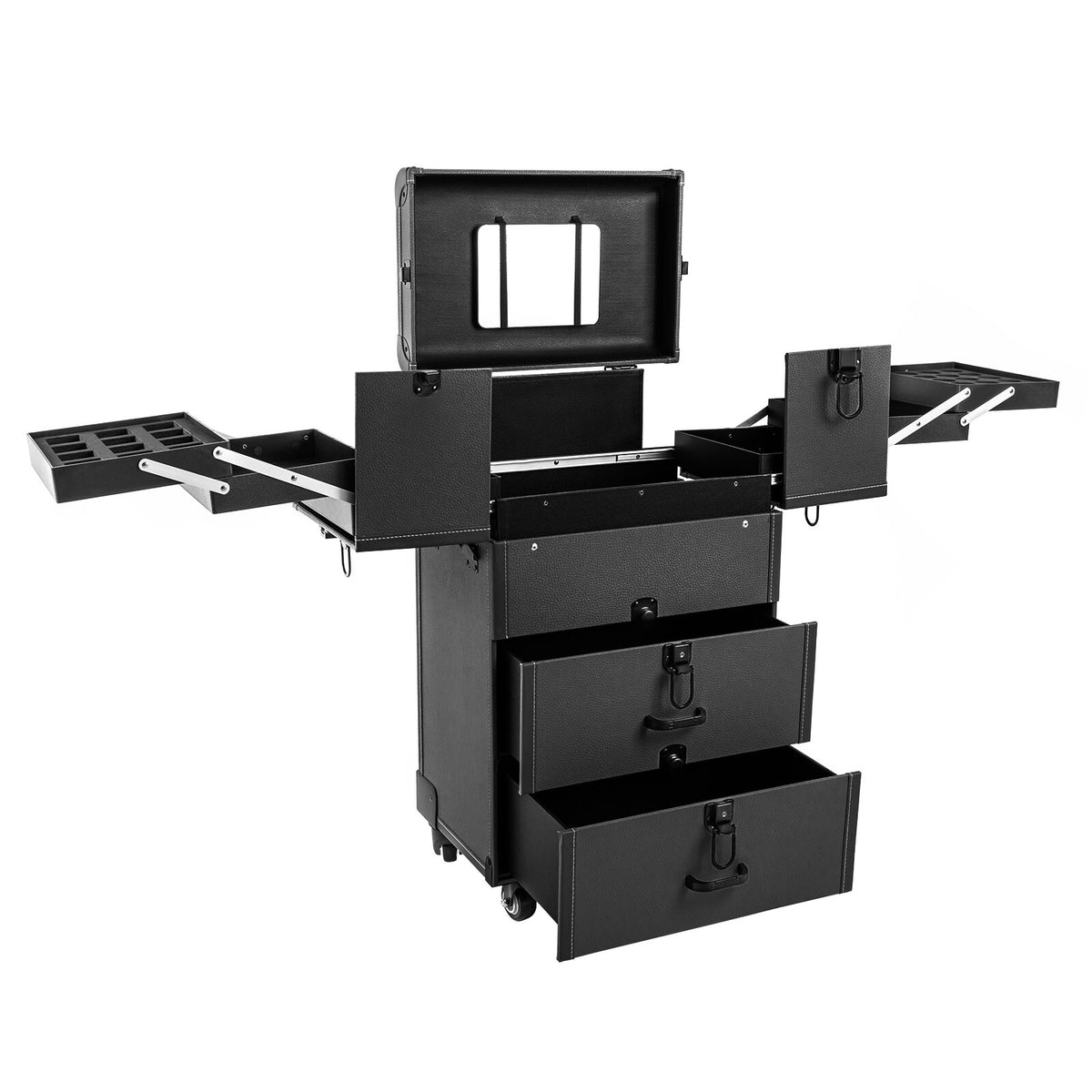 Rolling Makeup Case with Lockable Storage Trolley Organizer