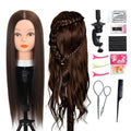 Human Hair Mannequin Head for Hair Styling Practice, Dark Brown, 26-28 Inch