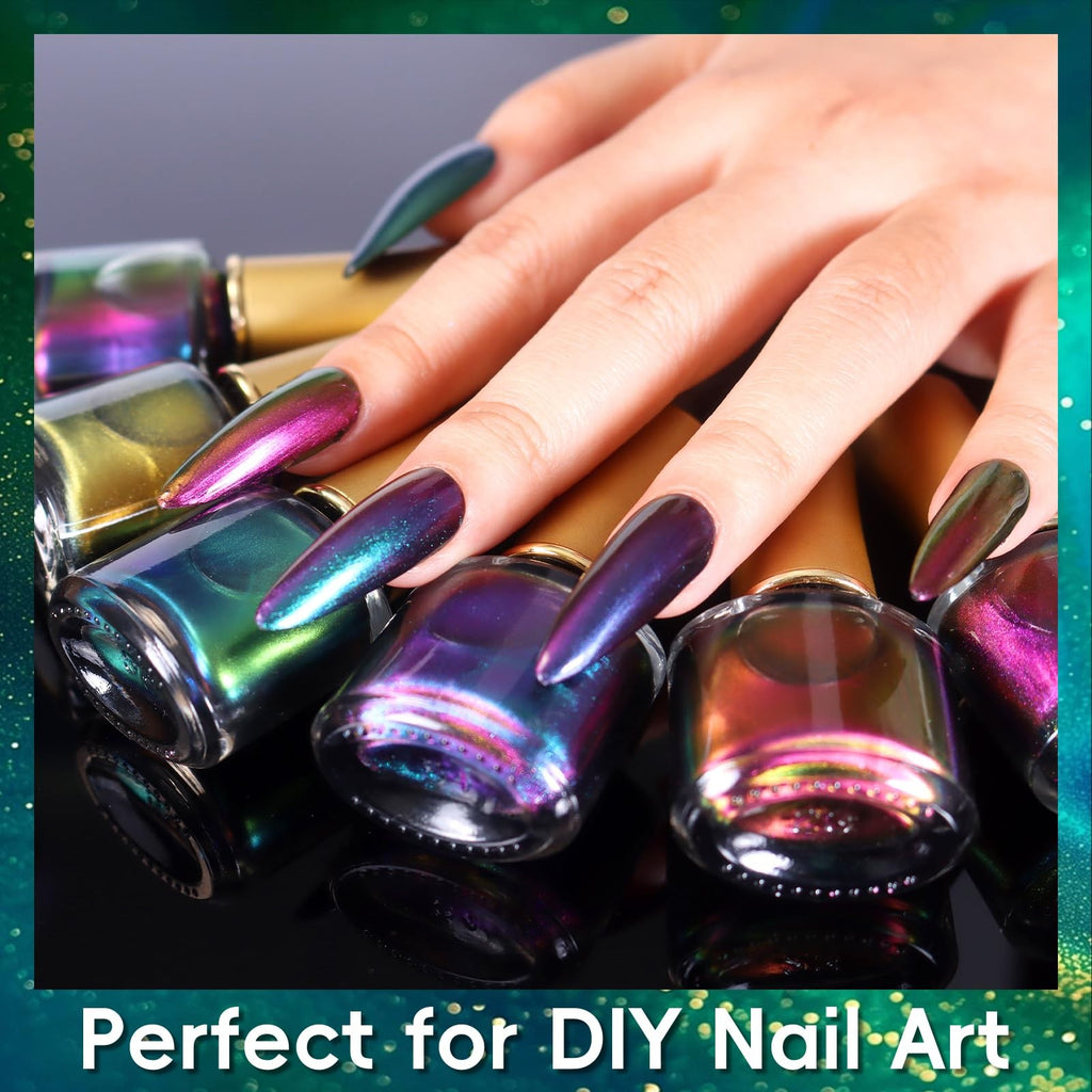 Chameleon Gel Nail Polish Set - 6 Vibrant Color Changing Glitter Shades for DIY Manicure