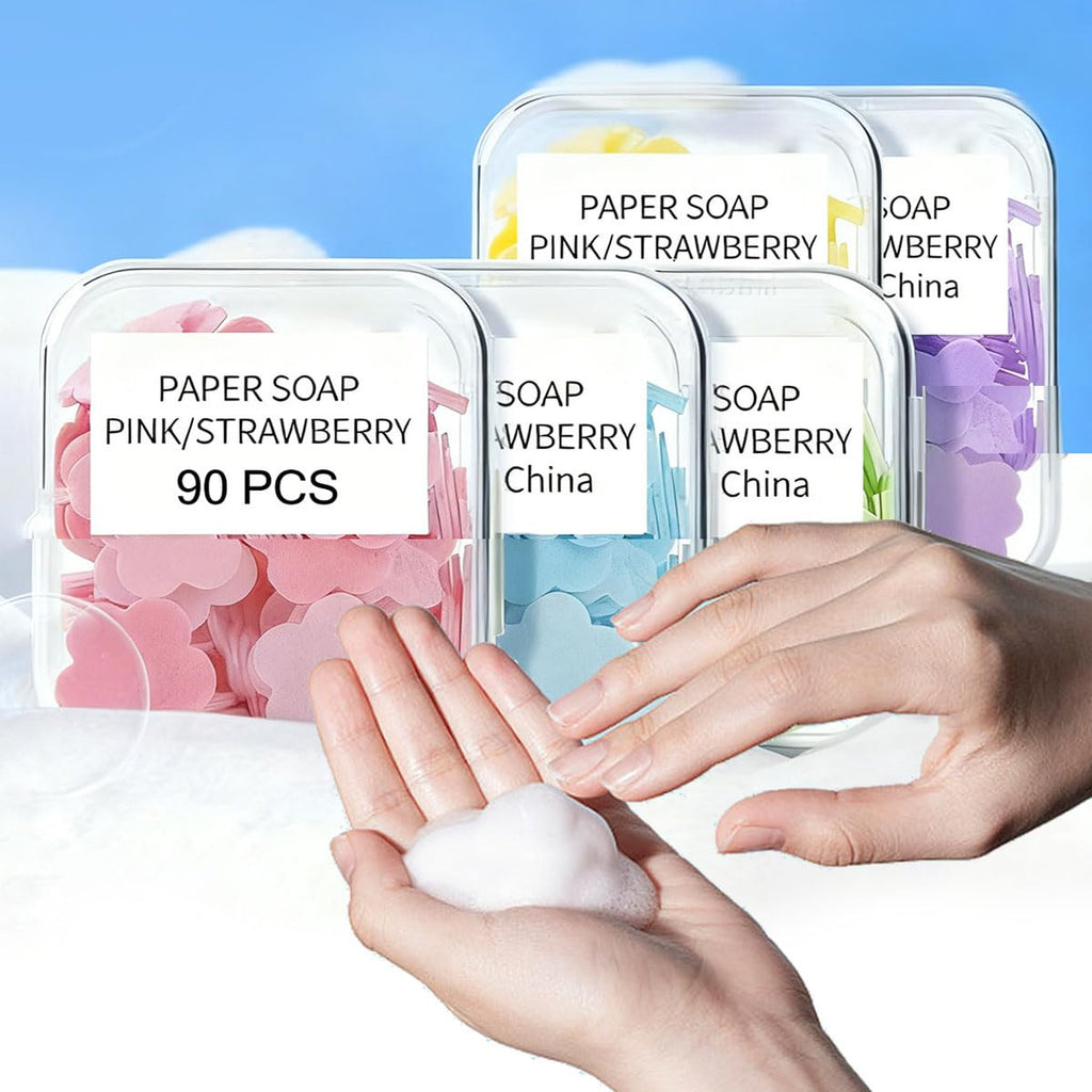 Portable Fruit Scented Paper Soap Sheets - 450 Single-Use Travel Hand Wash Tablets