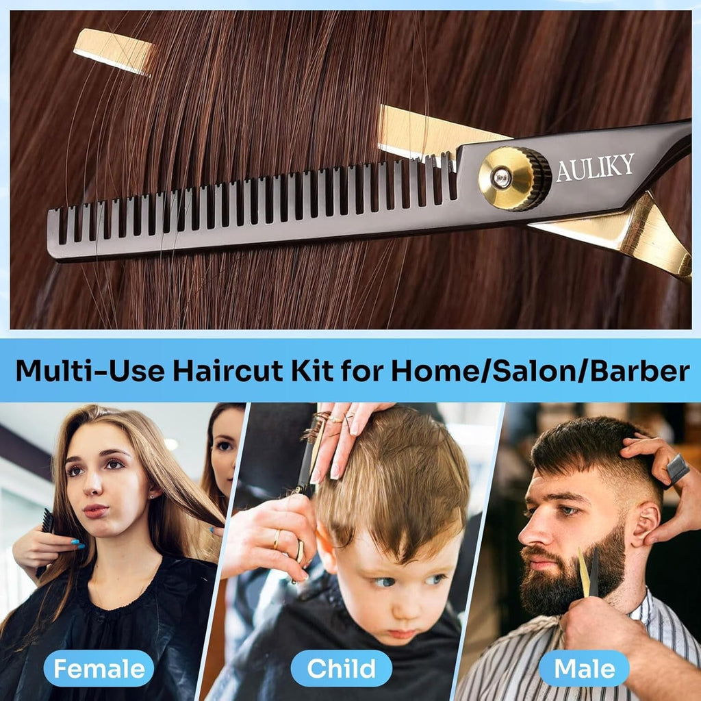 Professional Hairdressing Scissors Set with Comb - 15 Pcs Barber & Stylist Tool Kit