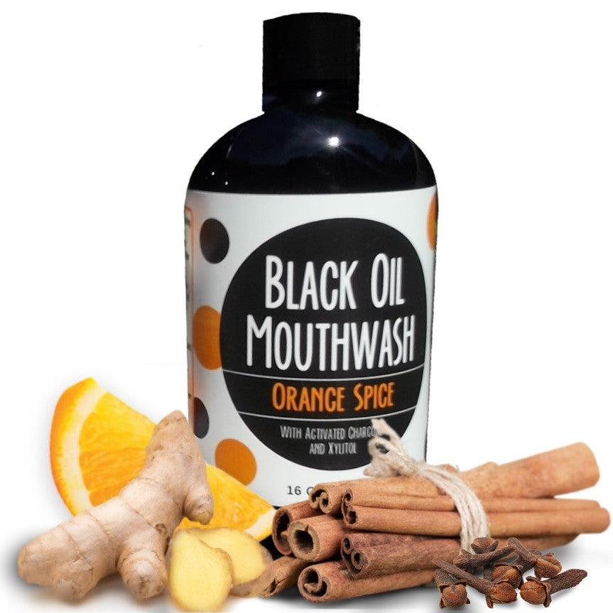 Black Oil Mouthwash with Charcoal & Xylitol - Natural Oil Pulling & Oral Care, 16 oz
