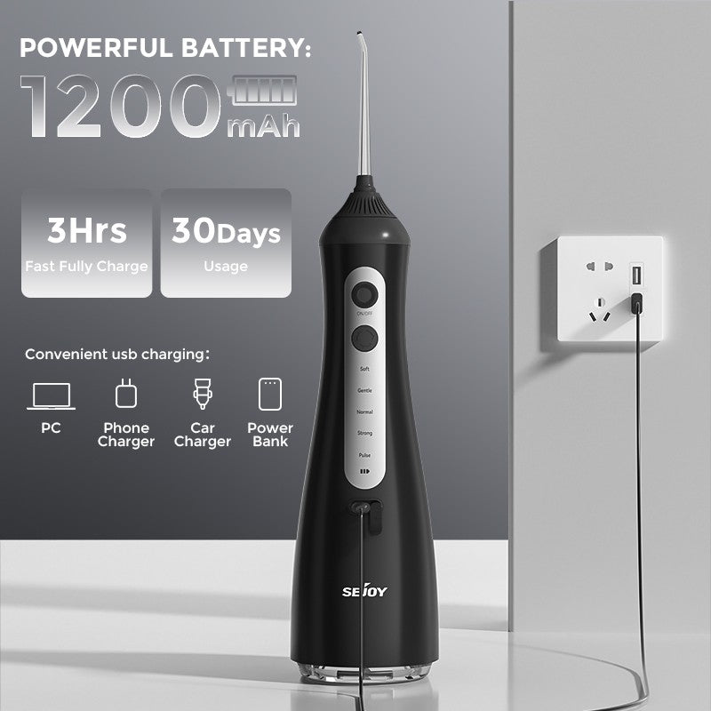 Cordless Water Flosser with 5 Modes and 6 Jet Tips - Oral Irrigator for Teeth Care