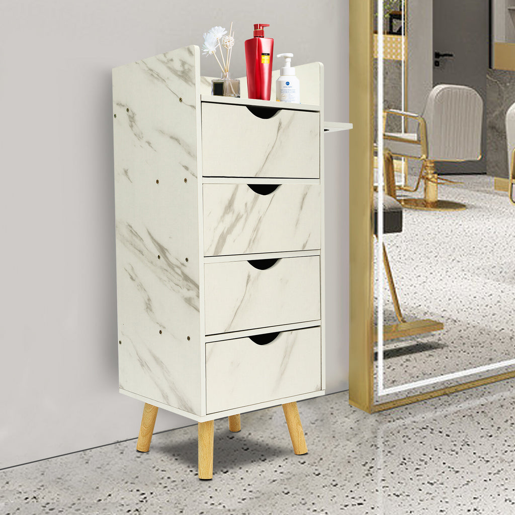 Salon Storage Cabinet with 4 Drawers and Hair Dryer Holders for Barber Shop or Home Use