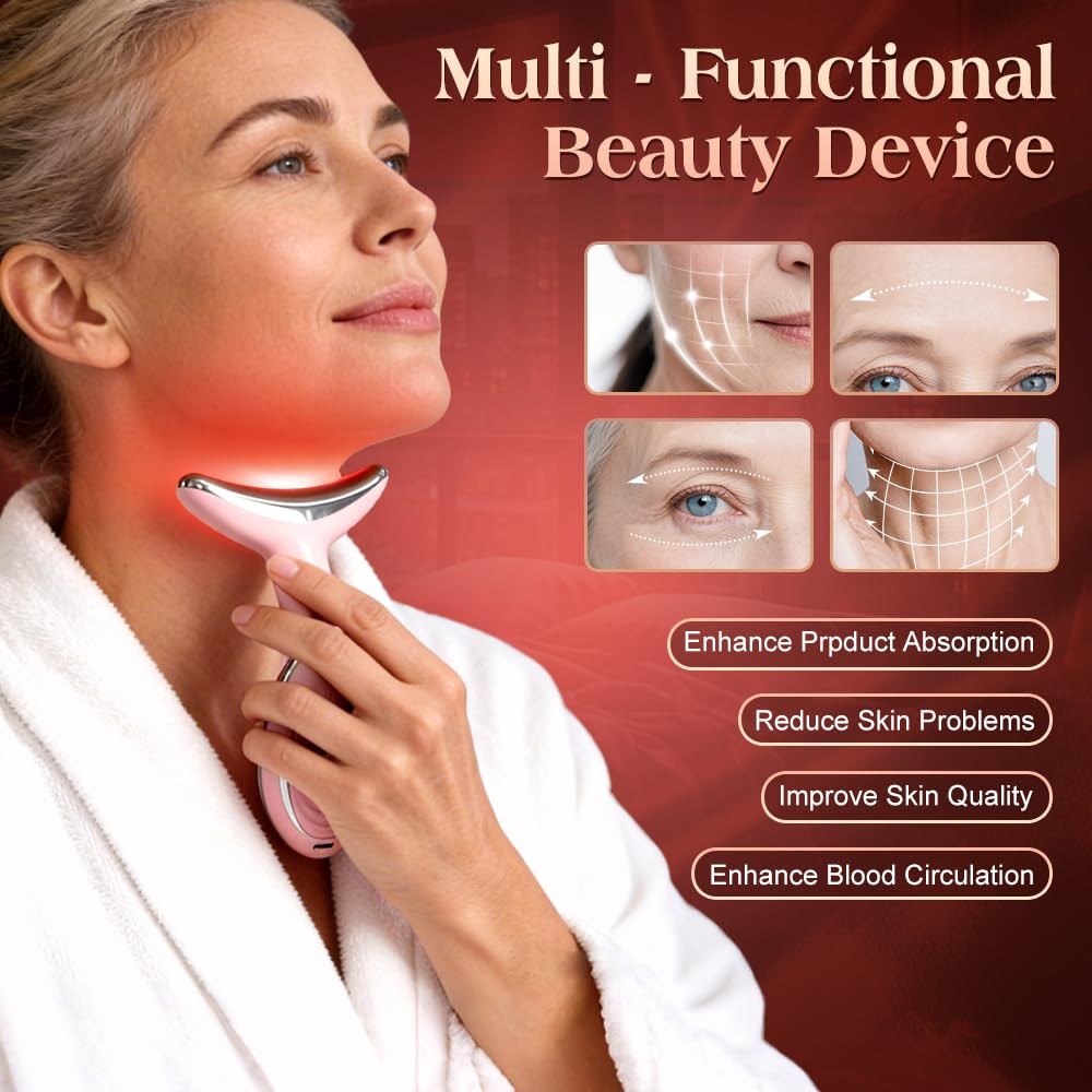 Face and Neck Massager with Heat and Light Therapy - Gua Sha Design