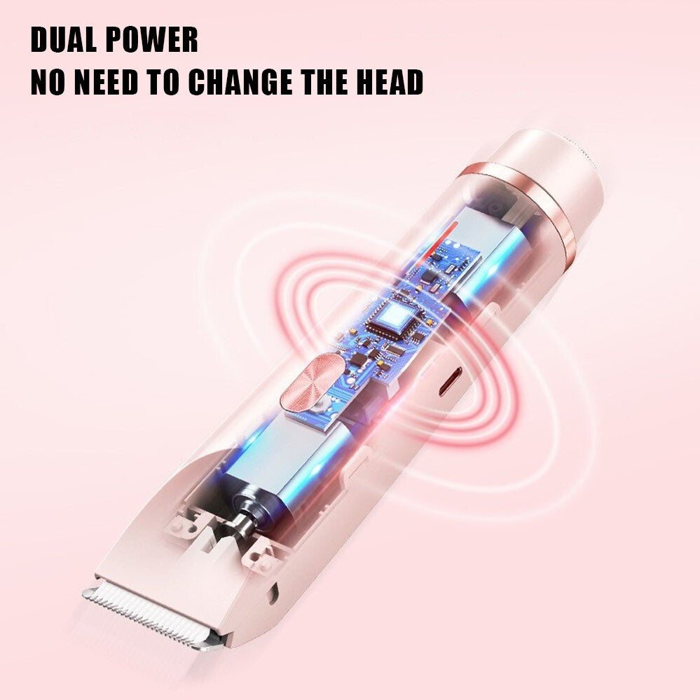 Women Dual Head Waterproof Electric Shaver & Bikini Trimmer - Rechargeable, Wet & Dry Use