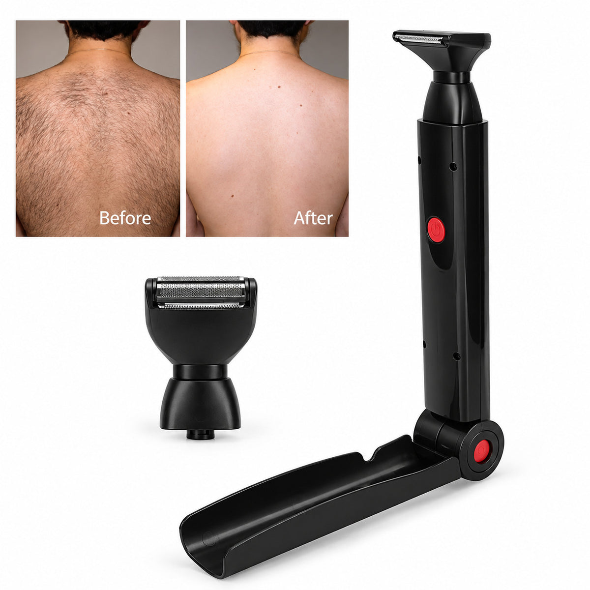 Men's Back Shaver Telescopic Handle Ceramic Trimmer USB Rechargeable