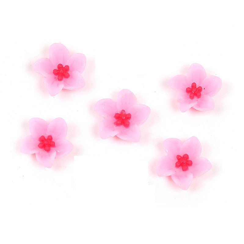 Resin Lily Cabochon Nail Art Charms 13mm Flatback Embellishments 5 Pieces