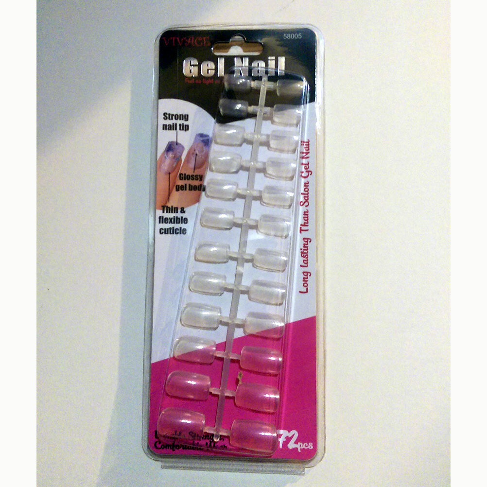 Medium Long Clear Gel Nail Tips - 72 Pack Full Cover Fake Nails