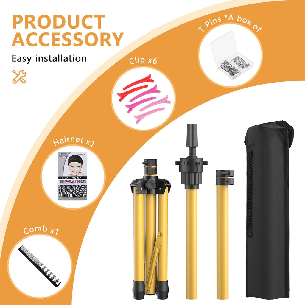 Adjustable Wig Head Stand 50 Inch Tripod with Non-Slip Base for Styling