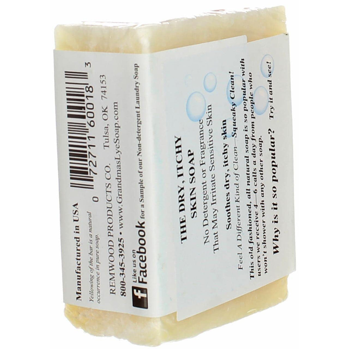 Grandma's Lye Soap - Traditional 6 Oz Hand & Body Bar for Natural Cleaning