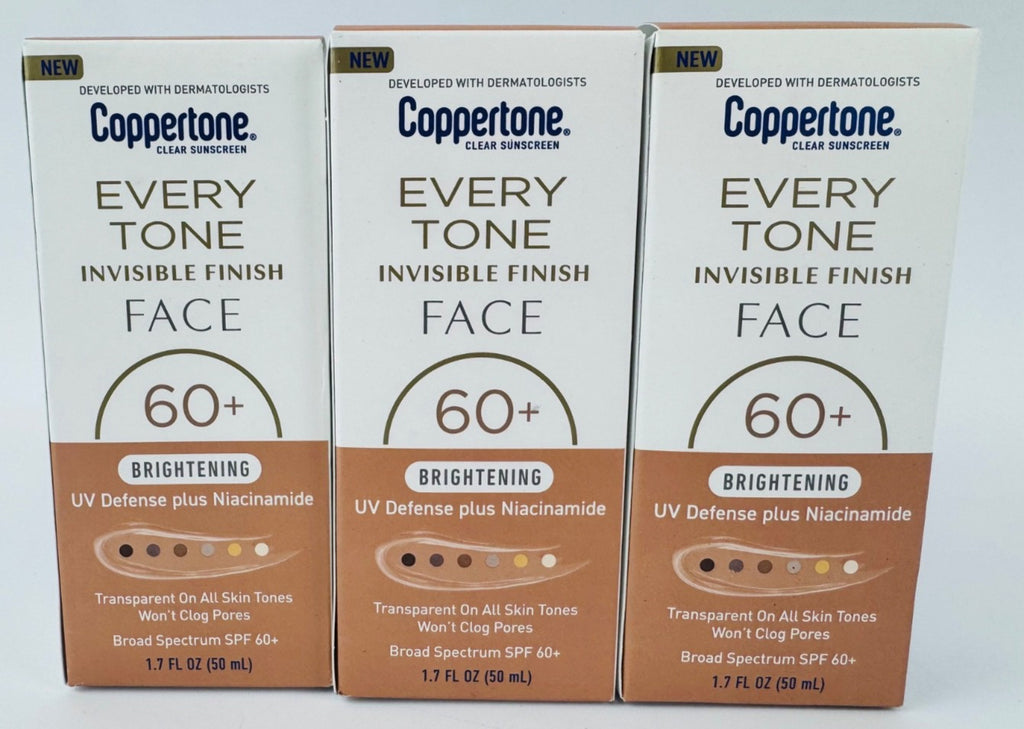SPF 60+ Face Sunscreen with Niacinamide, Invisible Finish, 3 Pack