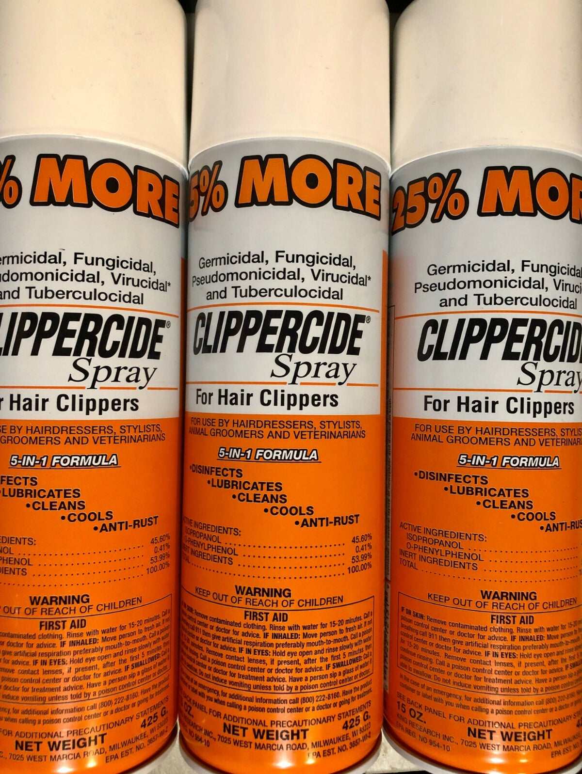 Aerosol Disinfectant Spray for Clipper Maintenance - 15oz, 3 Cans