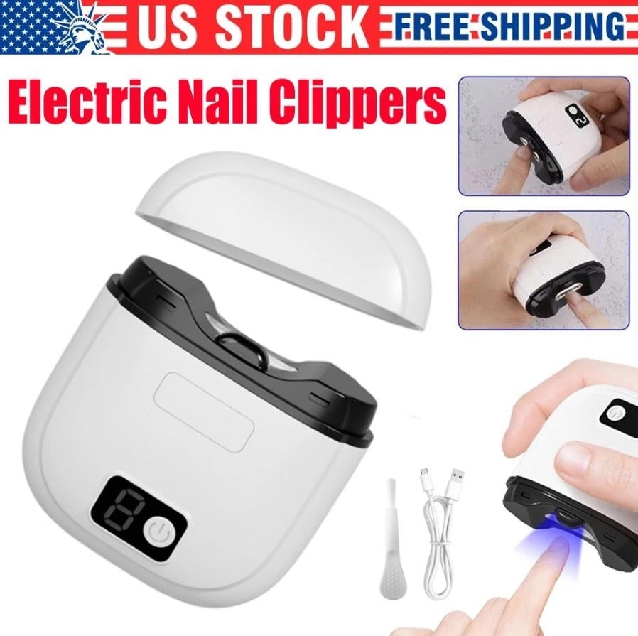Electric Toe Nail Clippers for Thick Nails - Rechargeable White Trimmer