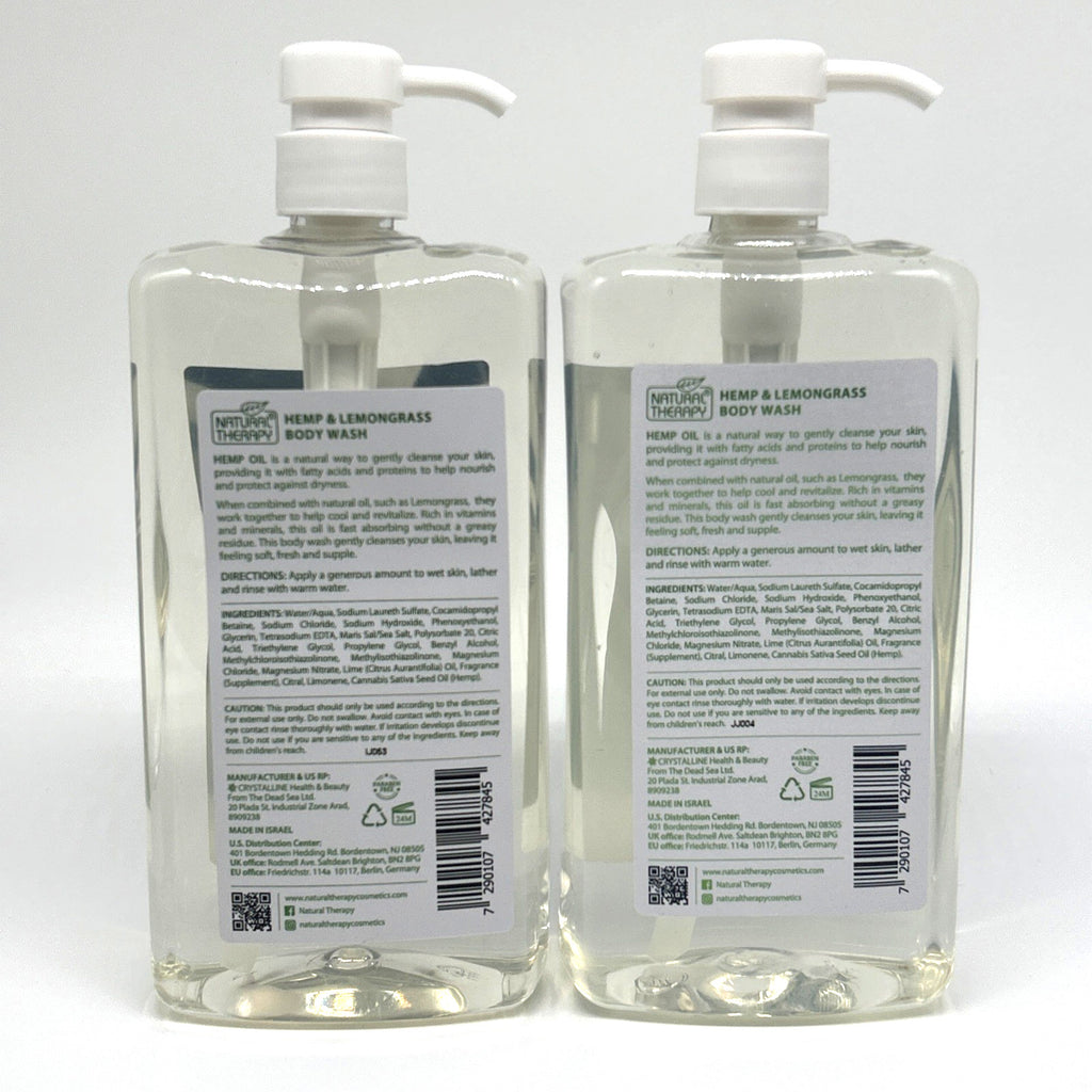 Natural Therapy Hemp Lemongrass Hydrating Body Wash 2-Pack - Deep Moisturizing