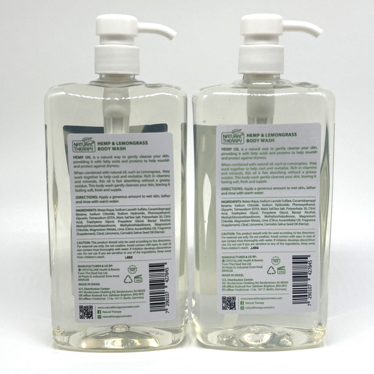 Natural Therapy Hemp Lemongrass Hydrating Body Wash 2-Pack - Deep Moisturizing