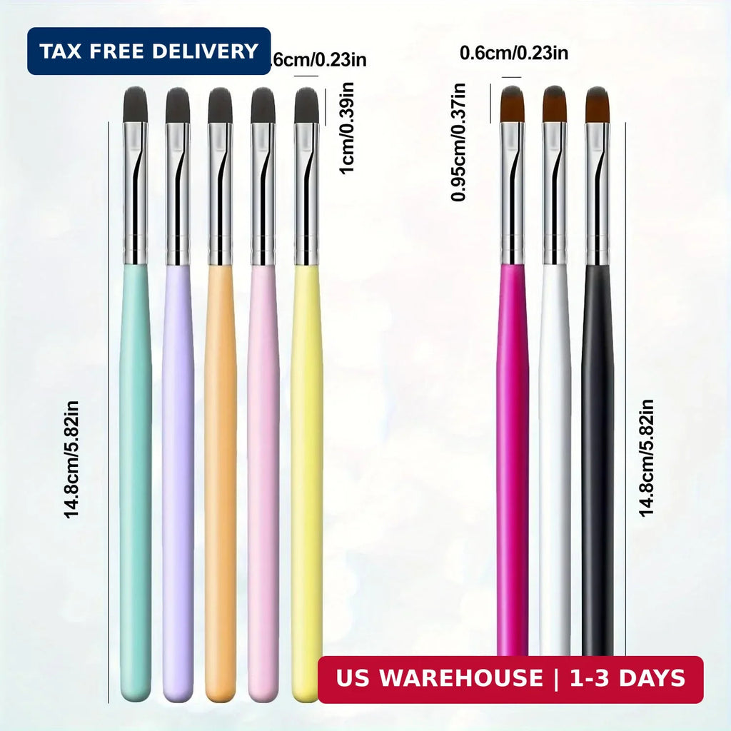 Gel Nail Brush Set - 8 Pcs Acrylic Nail Art Sculpting Brushes for Manicure